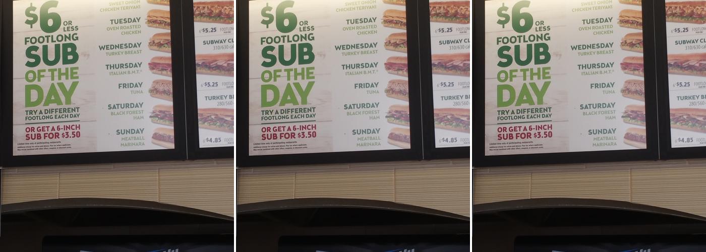 Subway Menu