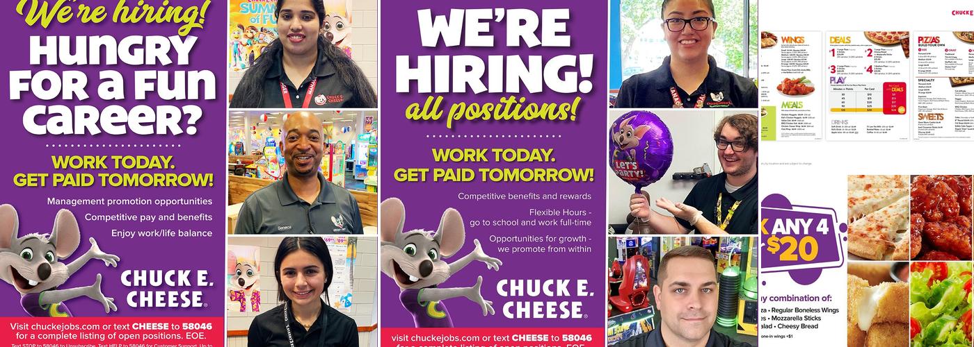Chuck E. Cheese Menu
