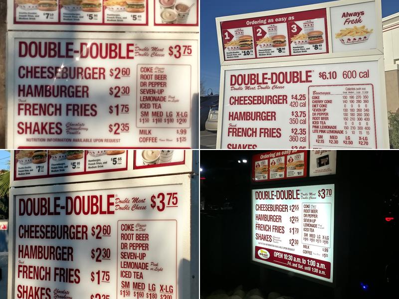 In-N-Out Burger Menu