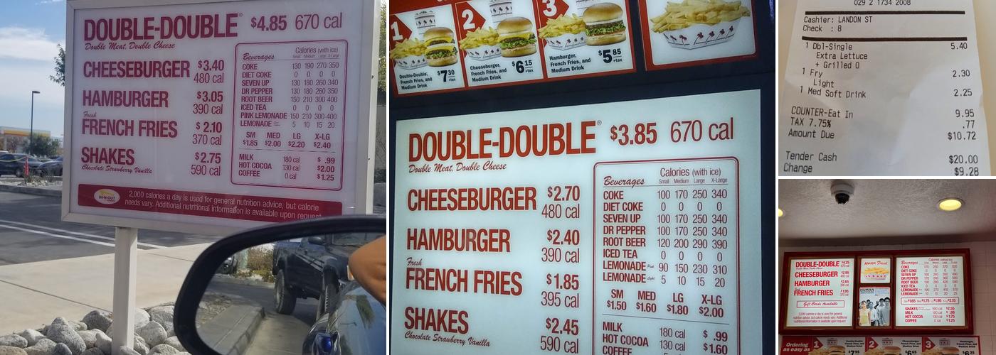 In-N-Out Burger Menu
