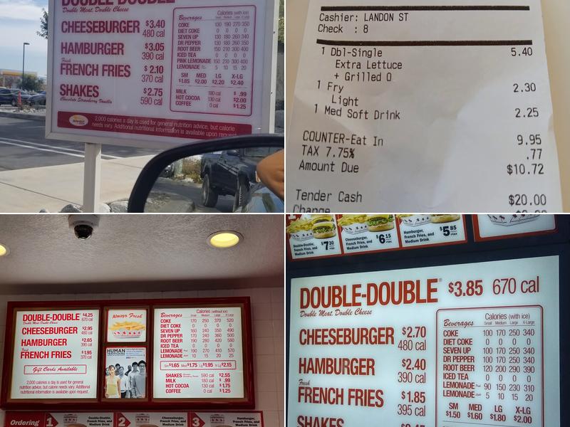In-N-Out Burger Menu