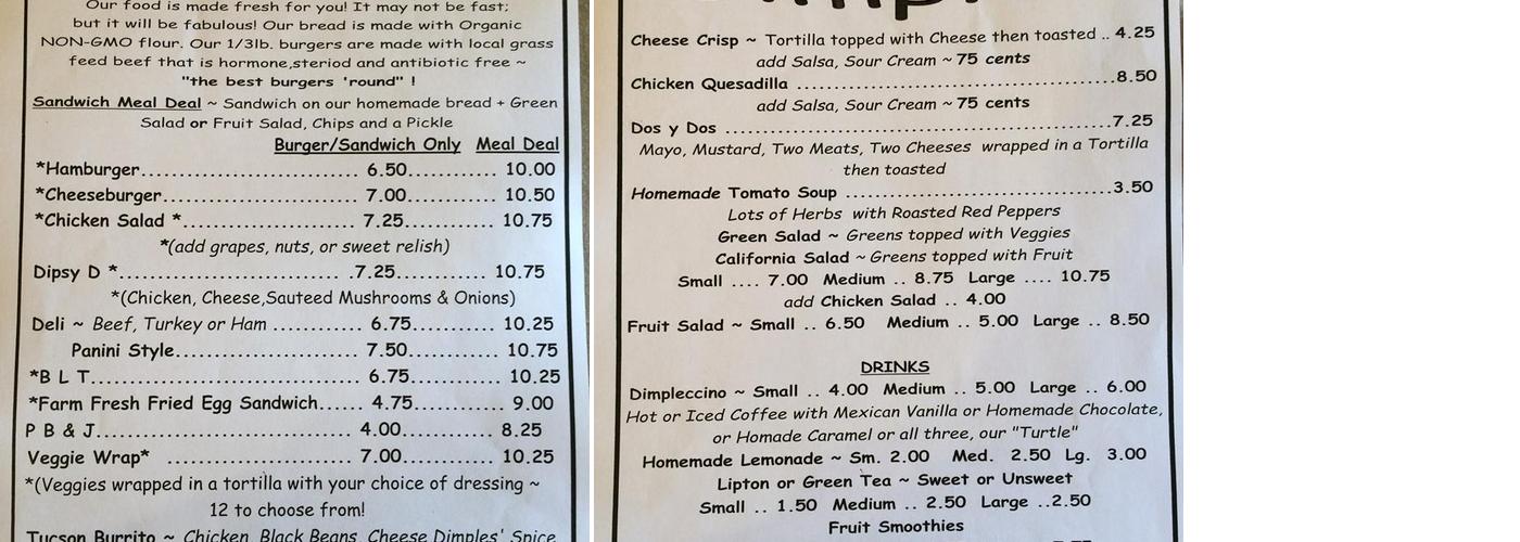 Dimples-Renails Menu