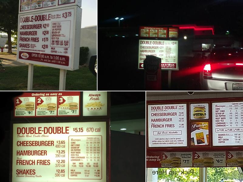 In-N-Out Burger Menu