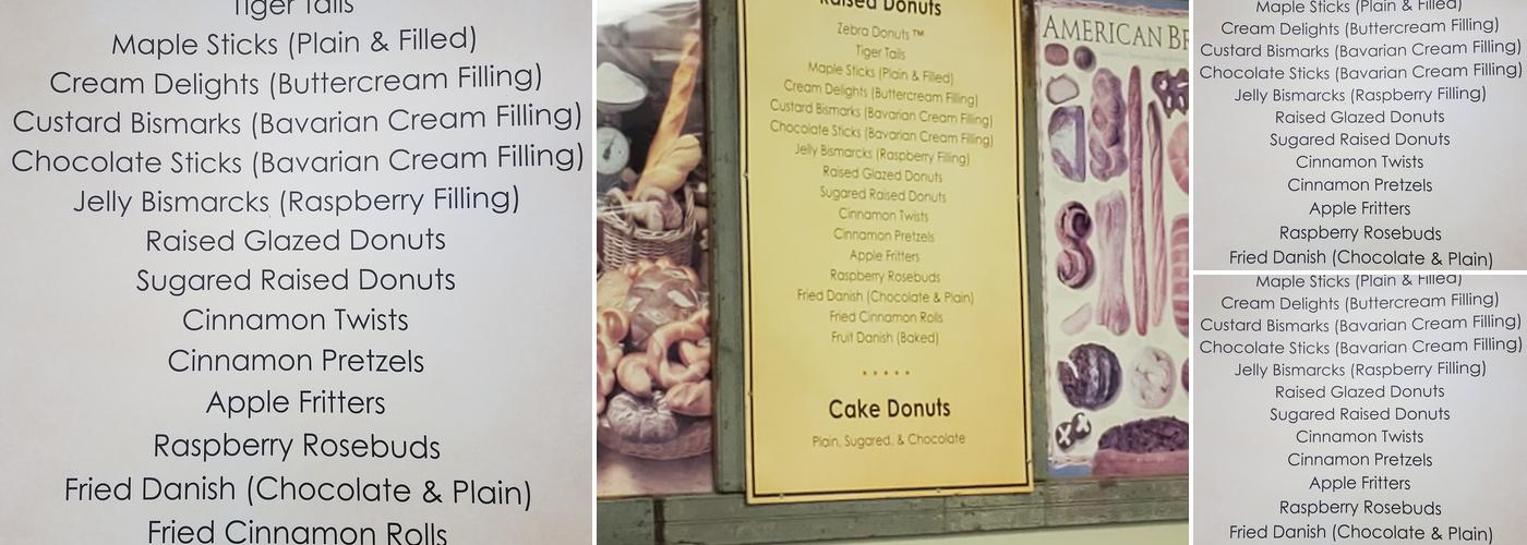 Zebra King Donuts Menu