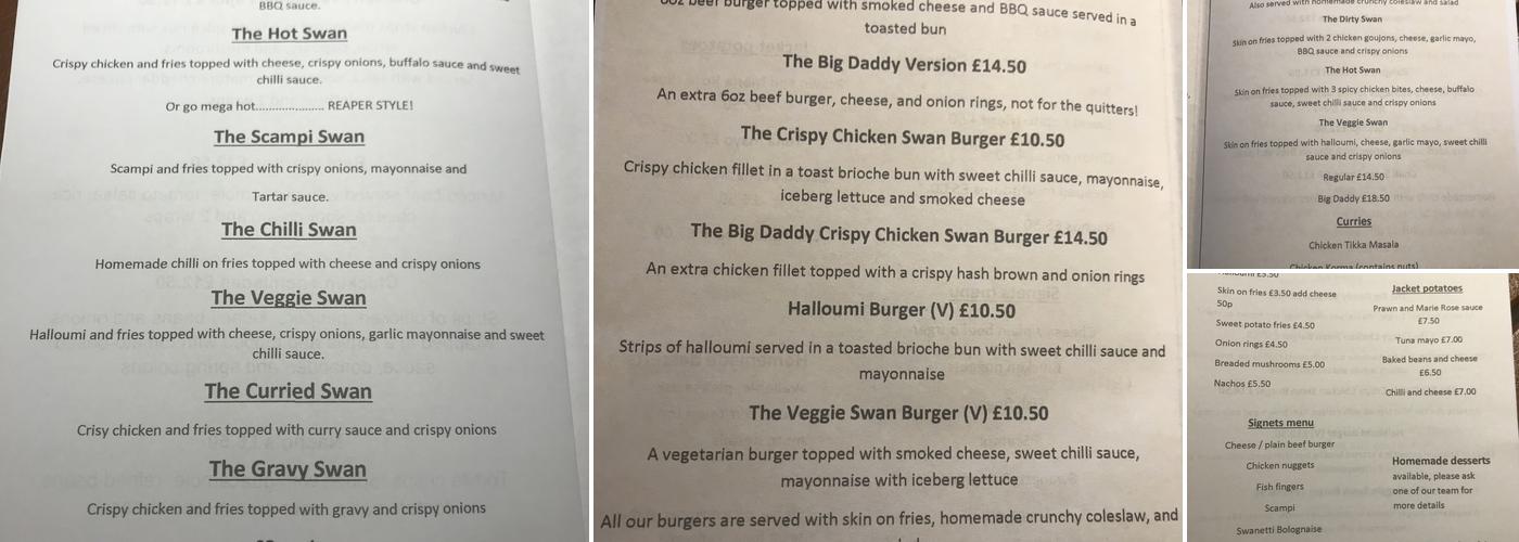 The Swan Inn Menu