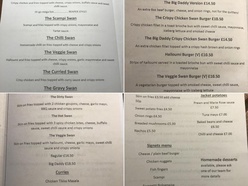 The Swan Inn Menu