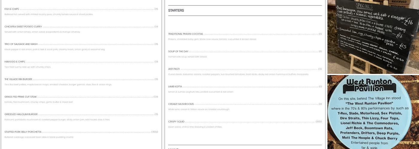 The Village Inn Menu