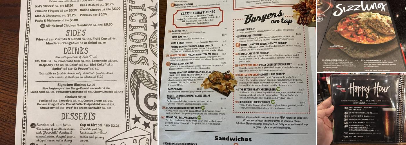 TGI Fridays Menu