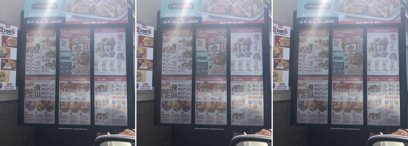 KFC Menu