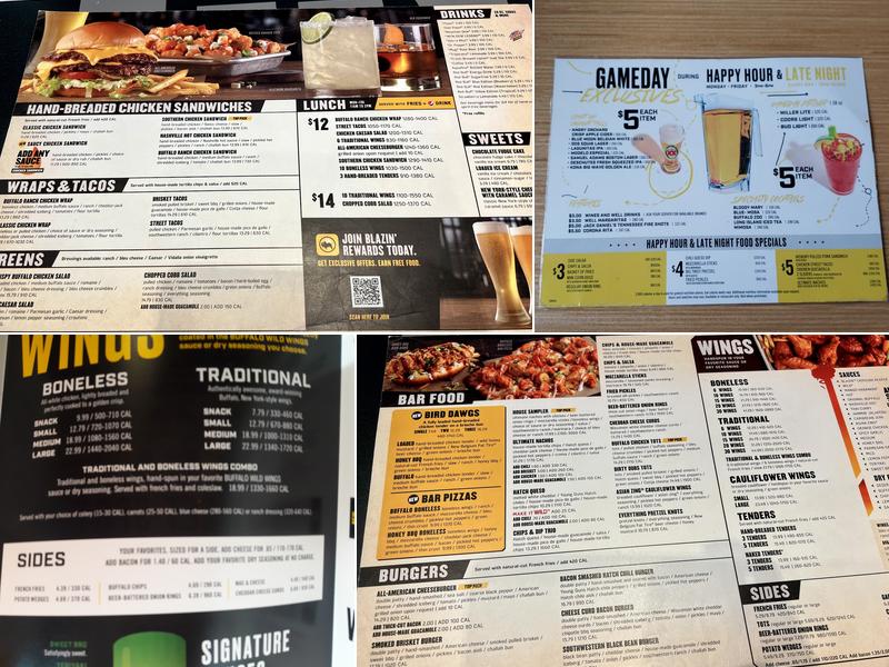 Buffalo Wild Wings Menu
