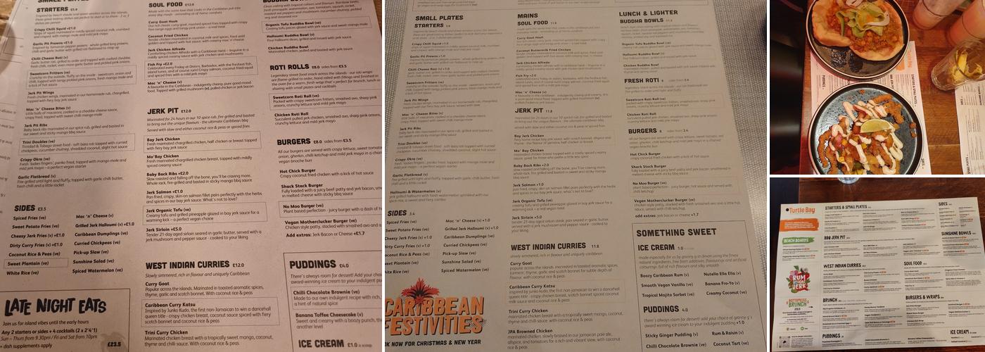 Turtle Bay Northampton Menu