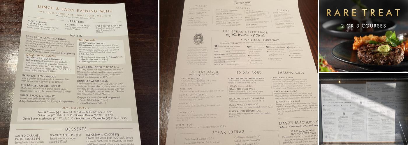 Miller & Carter Northampton Menu