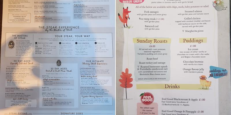 Miller & Carter Haywards Heath Menu