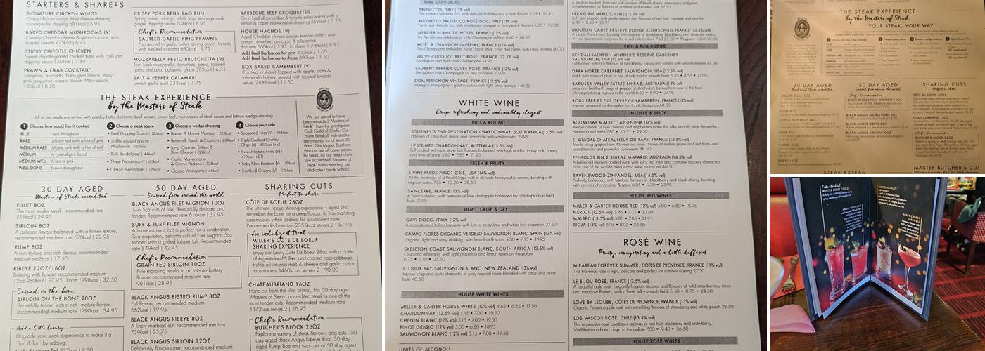Miller & Carter Wheathampstead Menu