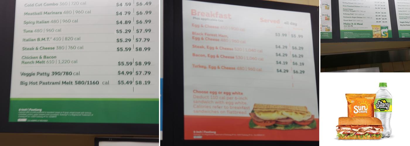 Subway Menu