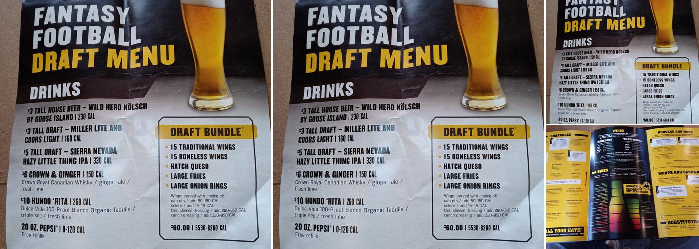Buffalo Wild Wings Menu