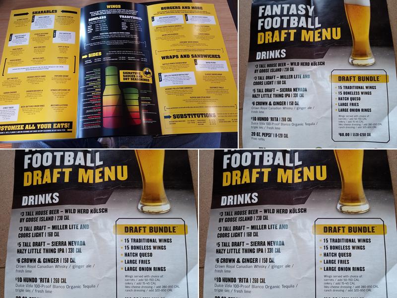 Buffalo Wild Wings Menu