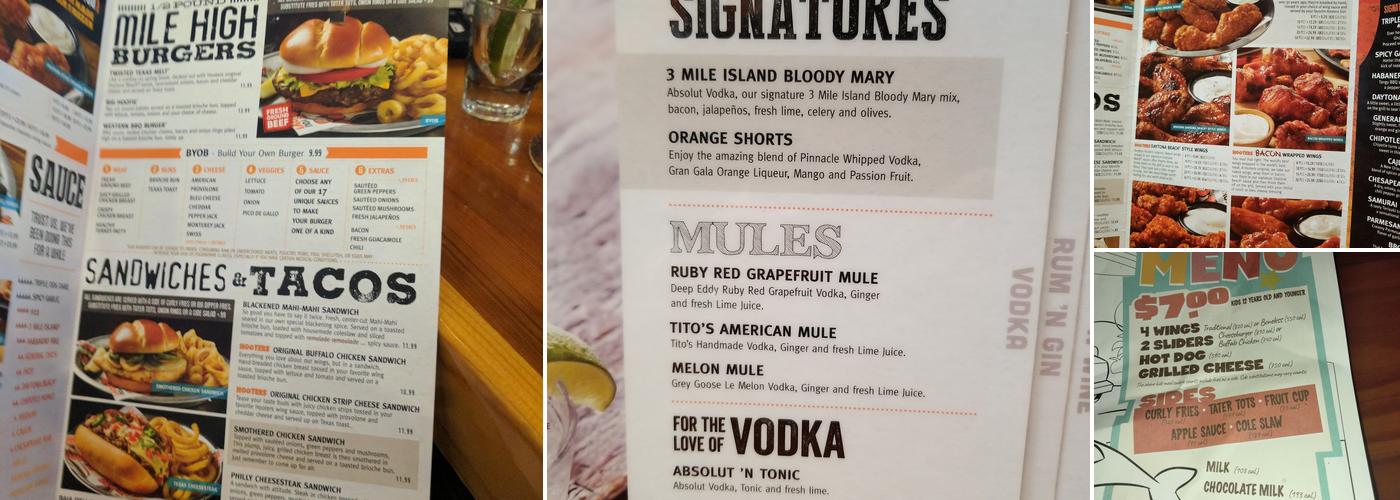 Hooters Menu