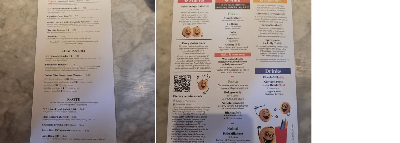 Pizza Express Menu