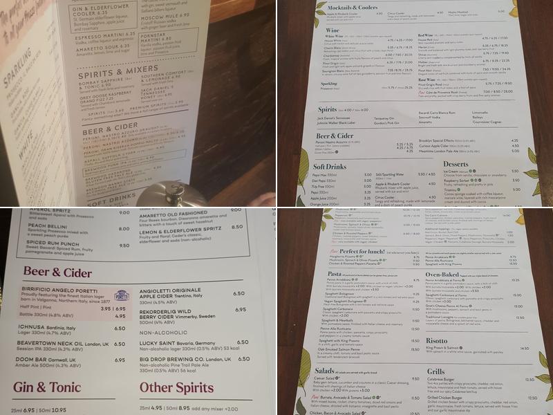 Prezzo Italian Restaurant Lincoln Menu