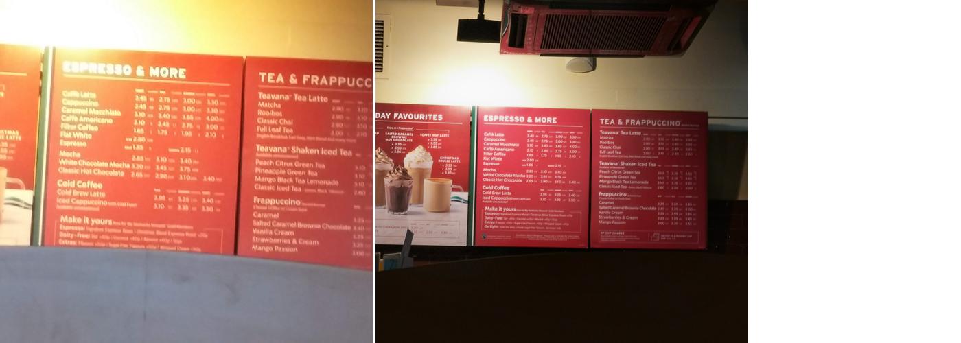 Starbucks Coffee Menu