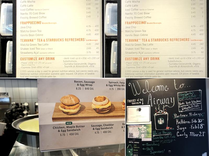 Starbucks Coffee Company Menu