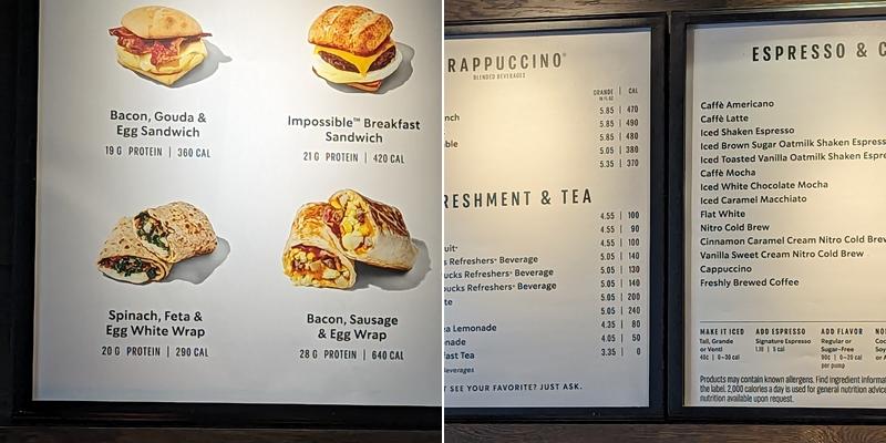 Starbucks Coffee Company Menu