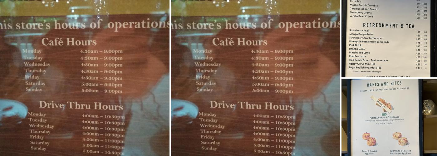 Starbucks Coffee Company Menu