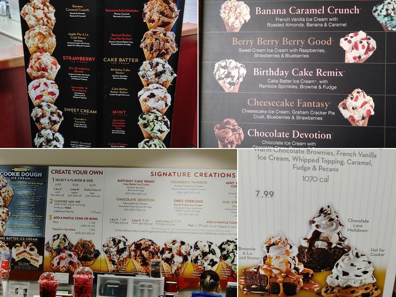 Cold Stone Creamery Menu