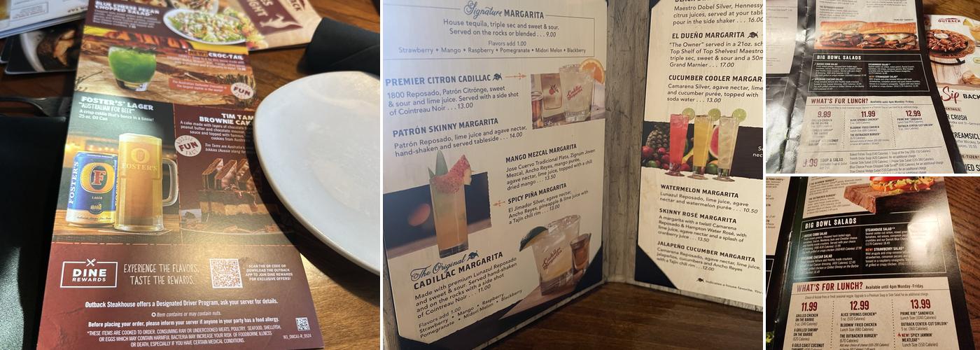 Outback Steakhouse Menu