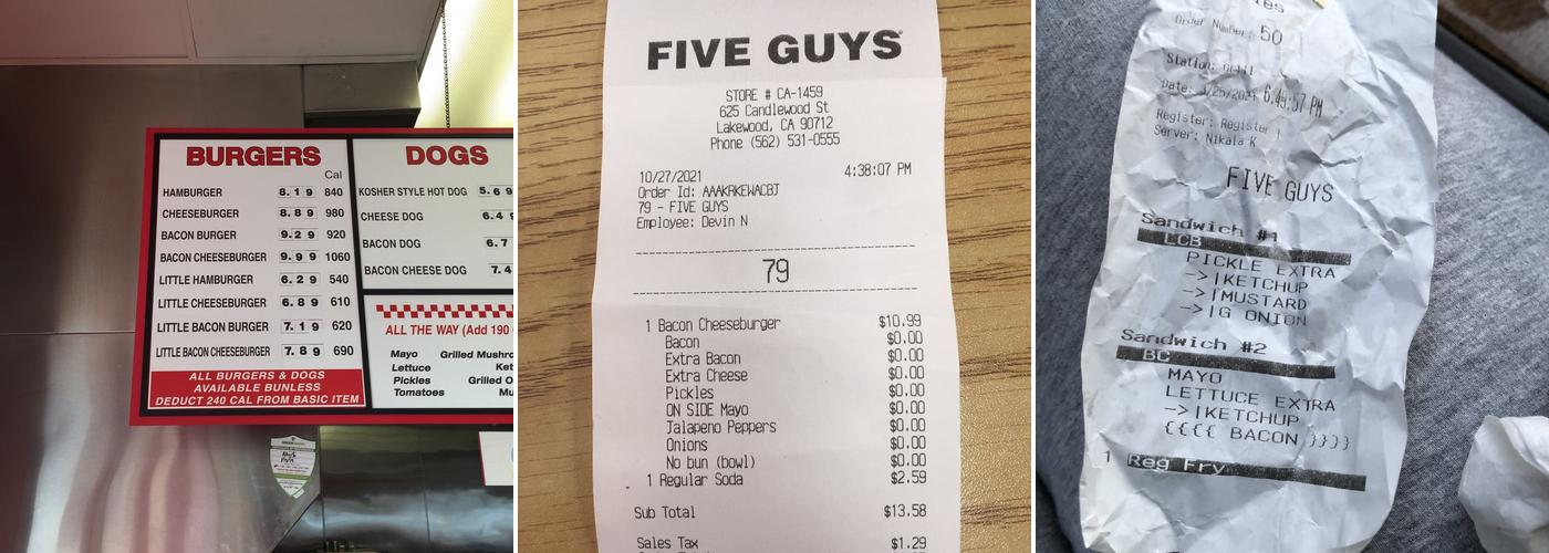 Five Guys Menu