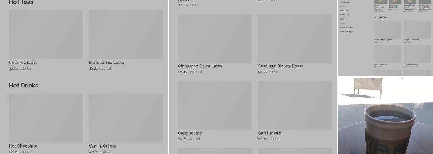 Starbucks Coffee Company Menu