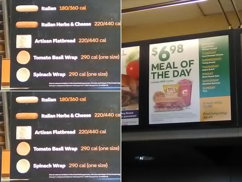 Subway Menu