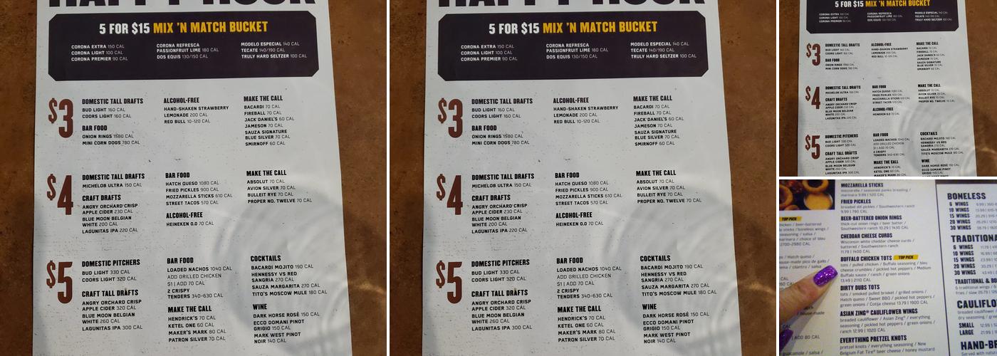 Buffalo Wild Wings Menu