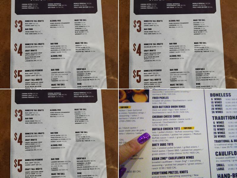 Buffalo Wild Wings Menu