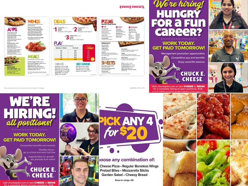 Chuck E. Cheese Menu