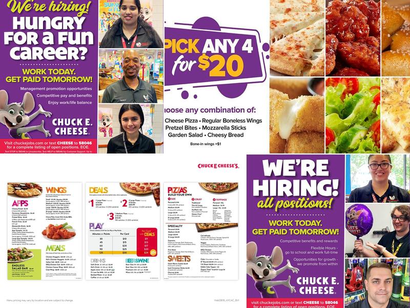 Chuck E. Cheese Menu