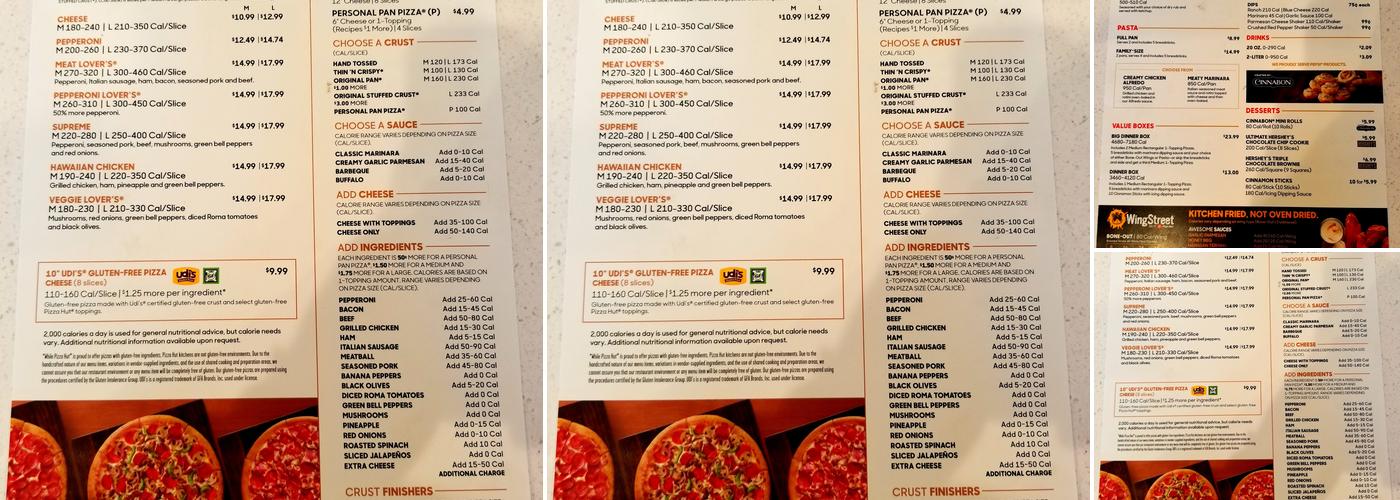 Pizza Hut Menu
