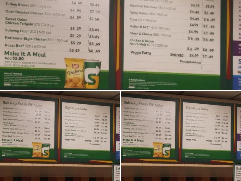 Subway Menu
