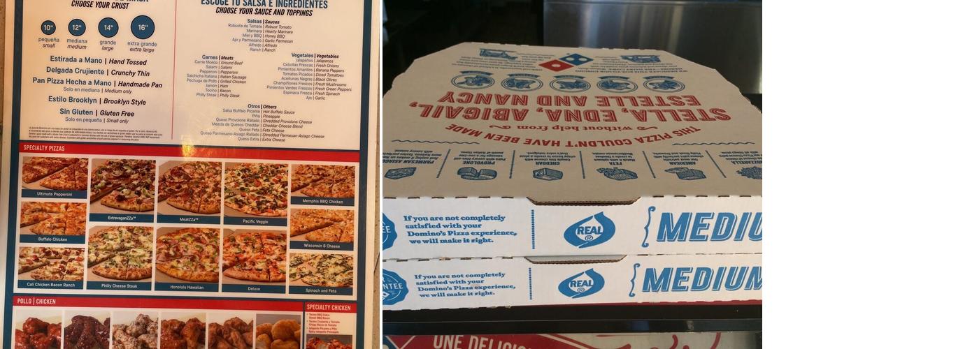 Domino's Pizza Menu