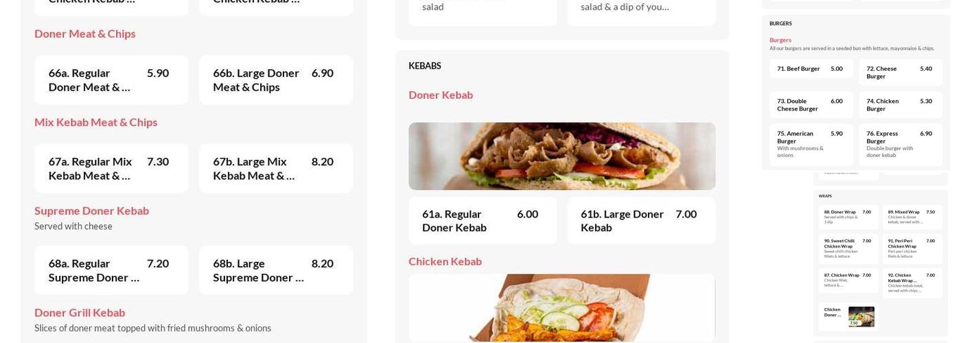 Italian Express Menu