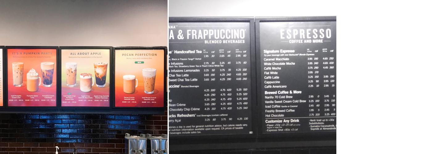 Starbucks Menu