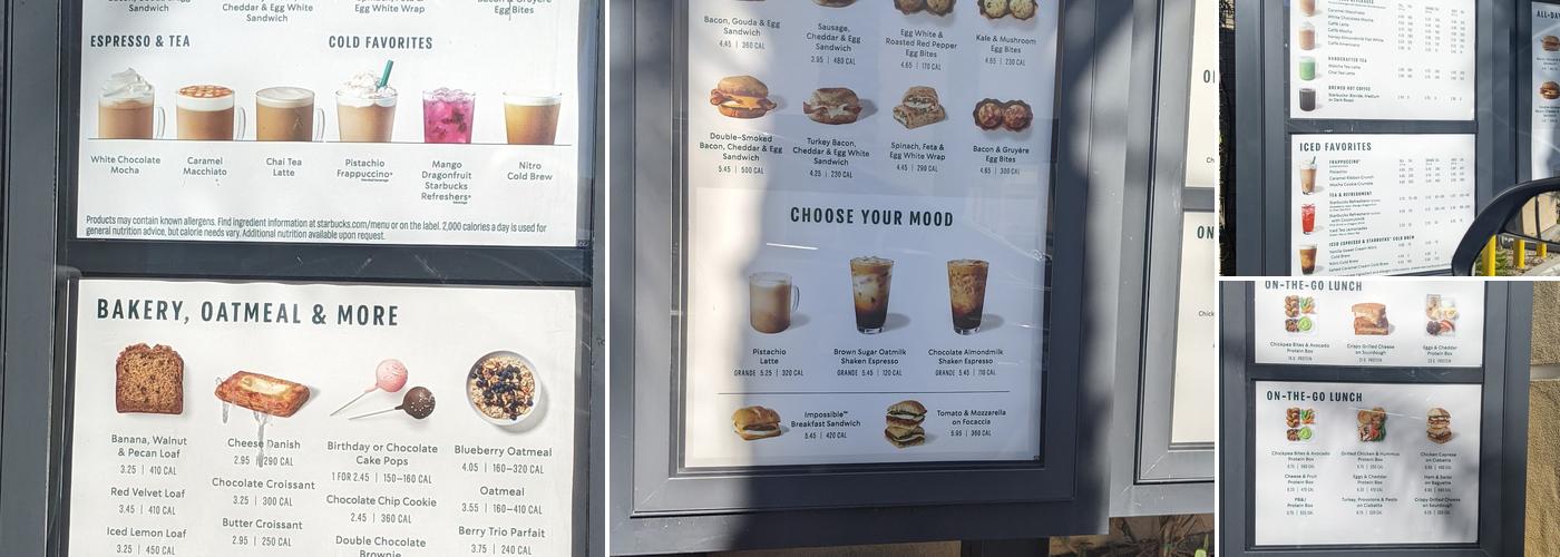 Starbucks Coffee Company Menu