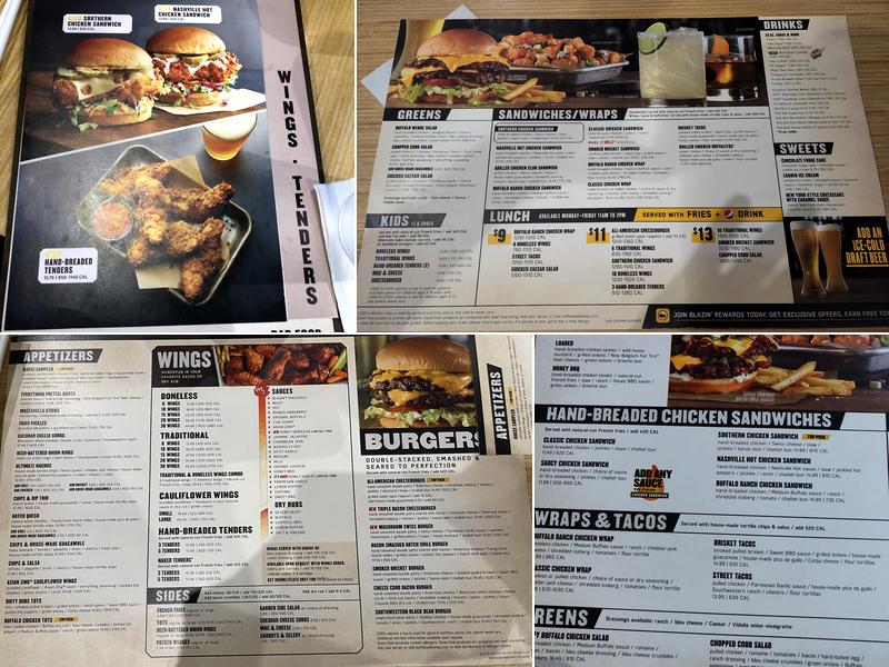 Buffalo Wild Wings Menu