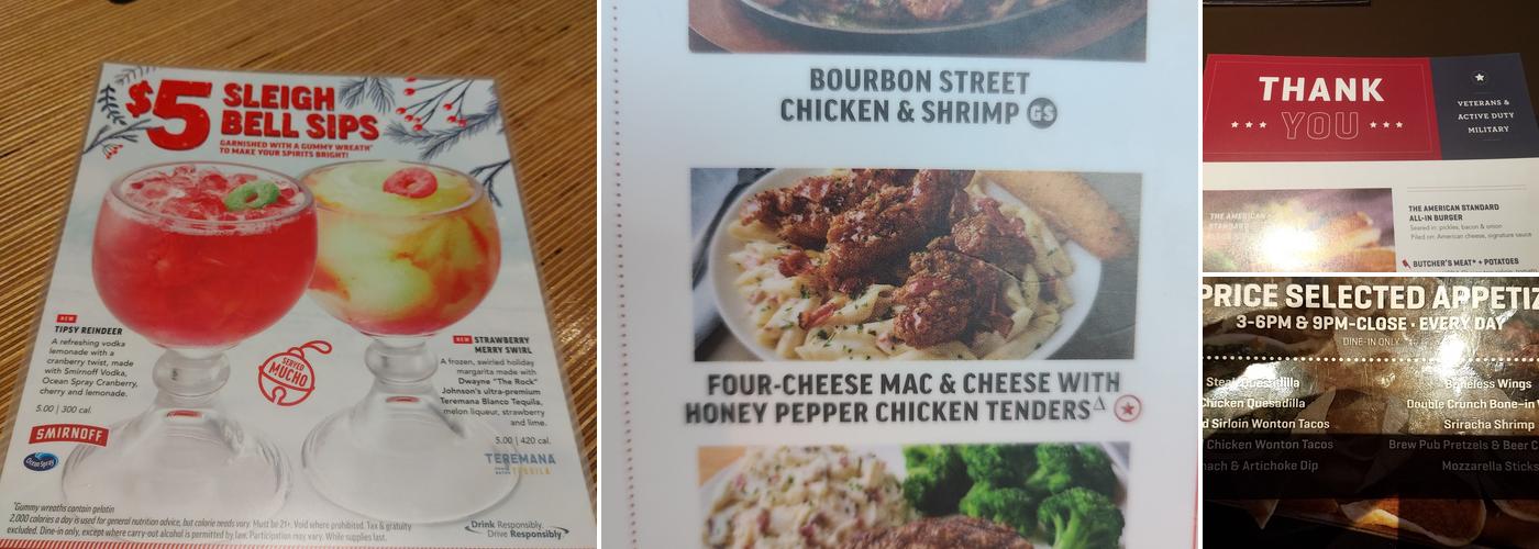 Applebee's Grill + Bar Menu