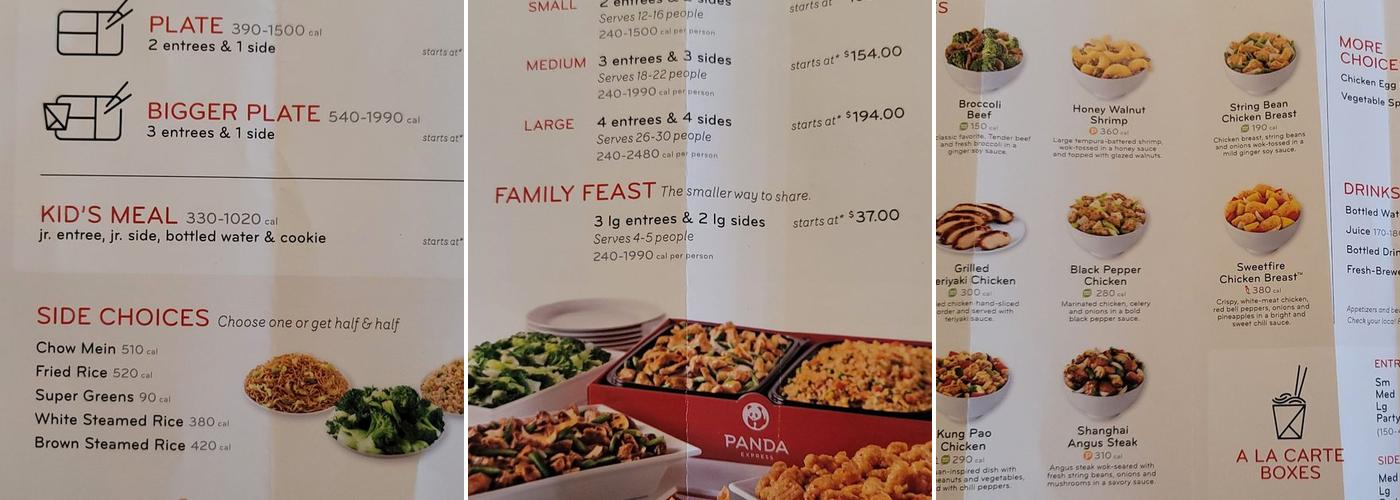 Panda Express Menu