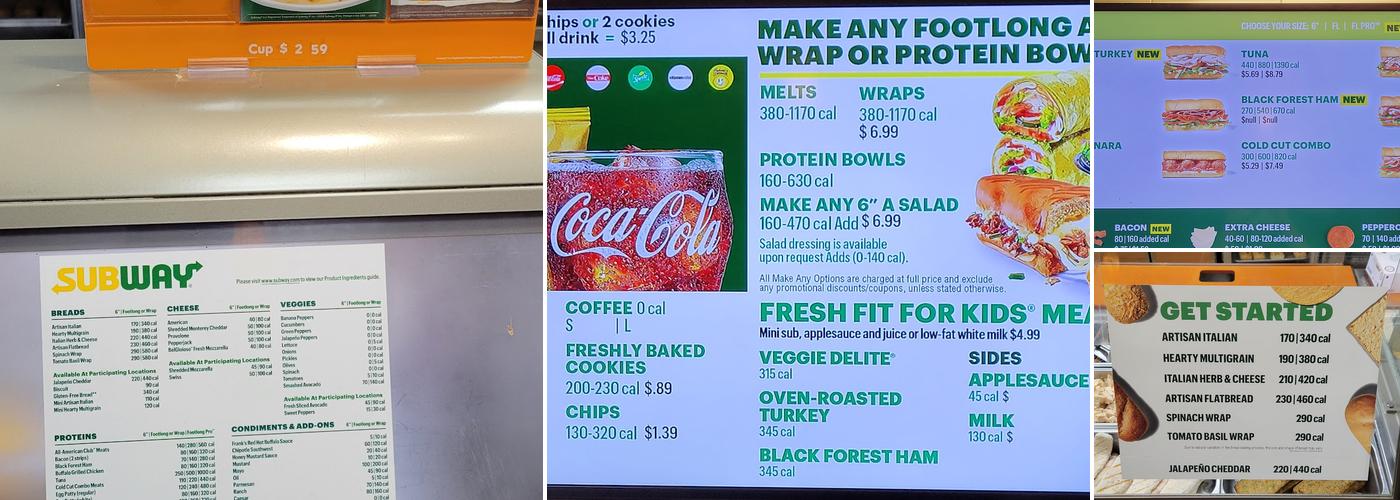 Subway Menu
