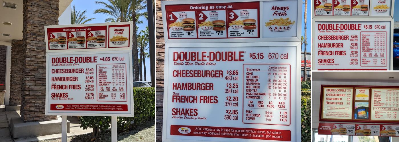 In-N-Out Burger Menu