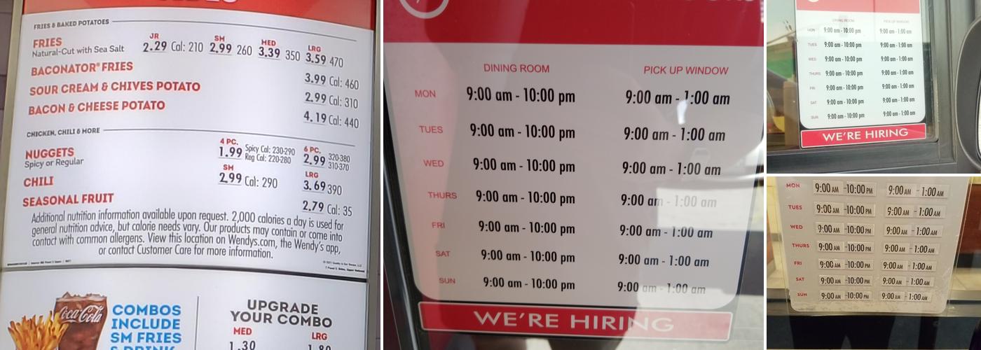 Wendy's Menu