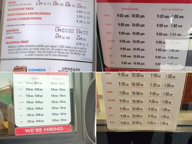Wendy's Menu